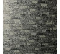 Sand & Stones Papel pintado de vellón Ladrillo (Gris oscuro, Efecto piedra, 10,05 x 0,53 m)