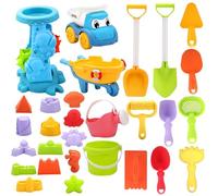 Sand Toys Set - 30 Piece Beach Digging Building Tools Kit | Fun Outdoor Exploration Sandbox Water Pool Swimming for Vacation, Family, Kids Play, Shovels, Molds or Educational Toy Set