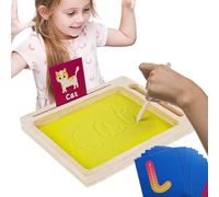 Sand Tracing Tray - Letter Formation Sand Tray with Flashcard Holder and | Play Sands and Wooden Kids Wooden Toys, Toys Tactile Sensory Toy For Alphabet Learning