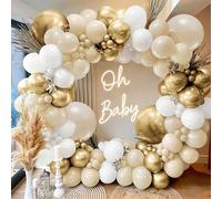 Sand White Balloon Arch Kit,106Pcs White Sand and Gold Balloon Garland Kit with Nude Balloon,Cream Balloons Arch for Birthday Party Decoration,Baby Shower,Boho Wedding,Anniversary