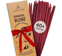 Sandal Rose - Varillas de incienso naturales, para meditación (más de 40 varitas), sin carbón, hechas de flores recicladas, incienso de sándalo dulce para calmar (Incienso de Rosas)