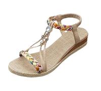 Sandale A Talon Femme Sandale Cuir Femme Punta abierta Plage Chaussure Verano Grande taille Chaussure Talon Cuensé Orthopédiques Desnuda Pie Verano Lavables Compensee eté Cuir Compensee eté randonnée