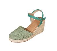 Sandale Femme Ete Orthopedic Cómodo Tejido Bohemia - Claquetas para mujer, verano, playa, punta redonda, 37 sandalias de caminar, boda, tarde, zapatos, plataforma suave, zapatos elegantes, verde, 42