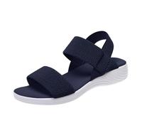 Sandales d'été à plateforme pour femmes, élégantes et confortables, à bride arrière plate, chaussures de loisirs d'été, sandales de plage, sandales de randonnée, extensibles, tissées (Navy, 38)