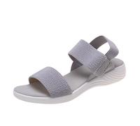 Sandales d'été à plateforme pour femmes, élégantes et confortables, à bride arrière plate, chaussures de loisirs d'été, sandales de plage, sandales de randonnée, extensibles, tissées (Grey, 36)