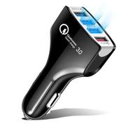 SANDALFON Adaptador Carga rápida 35W, Cargador de Coche 4 Puertos USB, 12V-24V, 3A, QC 3.0, luz LED, Toma Mechero, Adaptable para teléfonos Inteligente