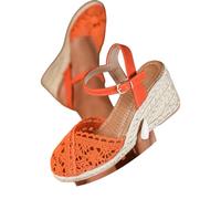 Sandalia Alpargata de Mujer con Cuna de Esparto y Puntera Cerrada, Talon Abierto con Cierre de Hebilla.Ortopedicas Zapatos Mujer Comodos Elegantes Sandalia Flexibles Moda Sandalias Plataforma Ligera