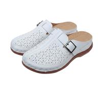 Sandalia Compensee Mujer Verano Cerrado - Mule Femm Cómodo Sandalias Ortopédicas Retro Vintage Zapatos Flor Y Elegant Mulas Gran Tamaño Zueco Moda Zapato Para Al Aire Libre Zuecos, blanco, 42 EU