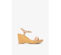Sandalia con bloque-cuña efecto madera Beige 38