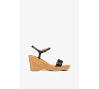 Sandalia con bloque-cuña efecto madera Negro 39