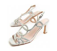 Sandalia Con Tacon Para Mujer. Montevita Sanndal21 91724 Plateado