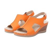 Sandalia de cuña genérica para mujer, verano, sandalias de mujer espartano verano, zapatos boca de pescado punta abierta suela confort apoyo deseo plantar calado transpirable para diario casual