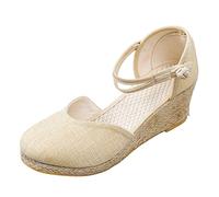Sandalia De Cuna Para Mujer Moda Zapatos Playa Sandalias Planas/CuñA Bohemias Romanas Casual Caminar Boda Fiesta
