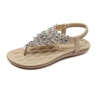 Sandalia de diamantes de imitación para mujer, sandalias planas de vestir con joyas para mujer, verano y boda