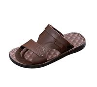 Sandalia de hombre de verano casual - Sandalias bajas de cuero zapatillas ligeras antideslizantes moda viaje descansantes zapatillas de goma transpirables suave piel para trabajo cómodas casa playa