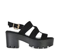 Sandalia de Mujer Estilo Cangrejera con Plataforma Verano Negro (41 EU)