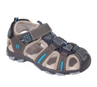 Sandalia de niño TREKKING con cierre ajustable de Velcro, planta de piel y puntera cerrada Marca HURAN Mod 400120 (Marino/Azul, 37)