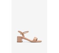 Sandalia de piel y tacón ancho Beige 38
