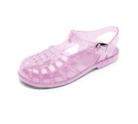 Sandalia de plástico con purpurina, sandalias planas de jalea, zapatos para caminar, zapatos de playa, cierre de hebilla, gelatina, suela de goma suave, punta cerrada, zapatos de verano, transparentes