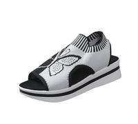 Sandalia de verano para mujer, sandalias cómodas y sueltas de cuña para mujer, sandalias de puntera cerrada, ortopédica, suela de memoria de forma de pie ancho ajustable, Le Noir, 39 EU