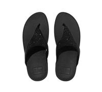 Fitflop Sandalias con cuña Lulu Crystal EMB Toe-Post, All Black 37 EU