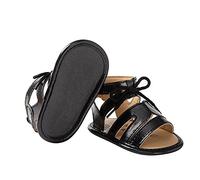 Sandalia genérica libre caminar bebé antideslizante suave plana de goma cordones suela zapatos bebé zapatos pie niña, Le Noir, 12-18 mois