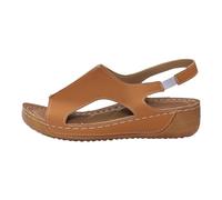 Sandalia genérica Mujer Cuero 2025 Zapato Valgus, Sandalias Y Pies Mujer Chanclas Verano Cómodo Punta Abierta Zapatos Ortopedicos Flip Flops Zapatillas De Playa Vacaciones, Plates Mulas, marrón, 38 EU