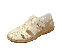 Sandalia genérica para mujer cuña mulas verano confort y desnudos plataforma zapatos zapatillas de deporte cerradas bocadillo zapatos casuales verano ligero cuero antideslizante, dorado, 42 EU