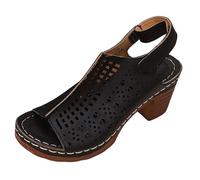 Sandalia genérica para mujer, plata y niña, top negro para mujer, zapatos de ocio casuales, sandalias de verano, suelas de cuña, sandalia para mujer, cómoda de piel auténtica para caminar, Le Noir
