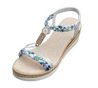 Sandalia genérica para mujer verano cómoda sandalia compensada mujer verano verano caminando cómodo plataforma zapatos antideslizantes transpirables hebilla ajustable zapatos playa vacaciones, A azul