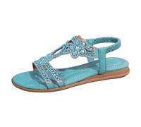 Sandalia genérica para mujer verano cómoda sandalia compensada mujer verano verano caminando cómodo plataforma zapatos antideslizantes transpirables hebilla ajustable zapatos playa vacaciones, B azul