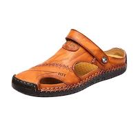 Sandalia Hombre Verano Casual - Sandalias Cómodas Hombre para Caminar Zapatillas Ligero Antideslizante Moda Viaje Descansantes Zapatillas de Goma Transpirables Suave Piel Playa para Trabajo, amarillo