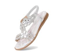 Sandalia Marron Mujer-Sandalias Planas con Purpurina para Mujer, Elegantes Sandalias De Verano con Diamantes De ImitacióN para NiñAs, Zapatos De Verano para Mujer, CóModas Sandalias De Suela Suave