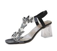 Sandalia Marron Mujer Zapatos Comodos Mujer Verano Sandalias de Tacón de Bloque Con Imitación Flores Para Decoració Imitació Sandalias Comodas Vestir (Black 41)