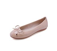 Sandalia Mujer Cómoda Bailarinas Mujer Tacón Pequeño, Zapatos Mujer Mary Jane Burdeos de piel barnizada con nudo, para oficina, uso diario, veladas y paseos primavera verano, caqui, 33 EU