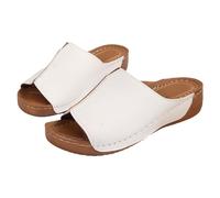 Sandalia Mujer Cómoda Cuña - Sandalias Mujer Verano Pies Anchos Zapatos Punta Abierta Desnuda Chic Sandalette Transpirable Mulas Para Ponerse Zapato Casual Desnudo Pies Dee Playa Mule, blanco, 37 EU
