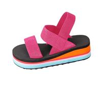 Sandalia Mujer plana Brida Anillo Dorado Sintético Suela Silenciosa Chic, rosa fuerte, 40 EU Large