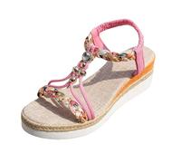 Sandalia Mujer Sandalia Confort Mujer Verano Caminando Cómodo Plataforma Zapatos Antideslizante Transpirable Zapatos Planos Diario Viaje Trabajo Casual, A rosa., 38 EU