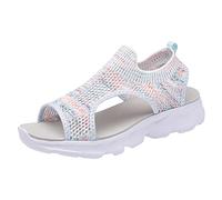 Sandalia Mujer Sandalias Mujer Verano Cómodas, Mulas De Cuero Vintage, Plataforma, Cuentos, Zapatillas Ortopédicas Prima, Zapatillas De Playa De Verano Sandalias Pies Anchos Mujer, azul celeste, 38 EU