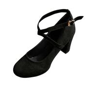 Sandalia Mujer Tacón Cuña Con Cordones Cruzados Relajación 37 - Sandalia Mujer Tacón Alto Bajo Bloque Zapato Ortopédico Velour Cómodo Zapato Elegante Boda Noche Claquette Minimalista, Negro , 36 EU