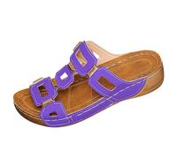Sandalia Mujer Talla Grande - Sandalias Mujer Verano Cuña Chic Zapatos Casual Desnudo Pies De Caminar Mulas Punta Abierta Desnuda Plataforma Zapato Ligero Moda Sandalette Unie Mule, morado, 41 EU