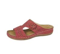 Sandalia mujer verano flor Sewing Solid Color Shallow Mouth Round Head Casual Fashion Women's Shoes cuña Heel Sandals Sandalias Bohemia Perla Cuero Zapatos Sandale Mujer Fiesta, rojo, 36 EU