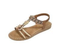 Sandalia Mujer Verano Ortopédica Cómodo - Zapatos Planos Mujer Chic Sandalias Con Rhinestone Zapatos Casuales Claquetas Desnudas Pies Transpirable Desnudo Pie Desnudo Pies, caqui, 41 EU