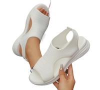 Sandalia Mujer, Zapatos Mujer Verano Sandalias De Cuña Tela Elástica Punto For Mujer, Ligeras Y Sin Cordones, Caminar, Cómodas, Verano, Tallas Grandes(BB-501white,41)