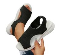 Sandalia Mujer, Zapatos Mujer Verano Sandalias De Cuña Tela Elástica Punto For Mujer, Ligeras Y Sin Cordones, Caminar, Cómodas, Verano, Tallas Grandes(BB-501black,40)