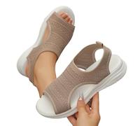 Sandalia Mujer, Zapatos Mujer Verano Sandalias De Cuña Tela Elástica Punto For Mujer, Ligeras Y Sin Cordones, Caminar, Cómodas, Verano, Tallas Grandes(BB-501khaki,37)