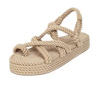 Sandalia Mujer Zueco Trabajo Sandalias bohemias para mujeres Plataforma de cuerda plana Femenino del pie abierto en Shoe Sandalias Mujer Naranja (Beige, 42)