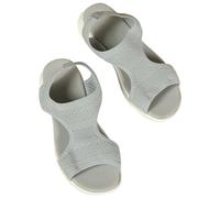 Sandalia ortopédica cómoda para mujer, para verano, punta abierta, sandalia de playa, ligera, sandalias de punto transpirable, sandalias de pie, amplia plataforma, gris, 42 EU