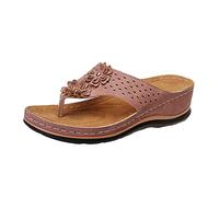 Sandalia Ortopedica Mujer Sandalias Mujer Talla 43 Chanclas Sandalias Roman T On Comfy Clip Bottom Planas Abiertas Con Correa de Toe Slider Confort Zapatos Cuña (Pink,43)