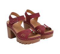 Sandalia Ortopédica Mujer Verano Casual Zapatos Elegantes Tacones Gruesos Puntera Abierta Sandalias Cómodas Ligeras Zapatos De Cuña Transpirable, rojo, 42 EU